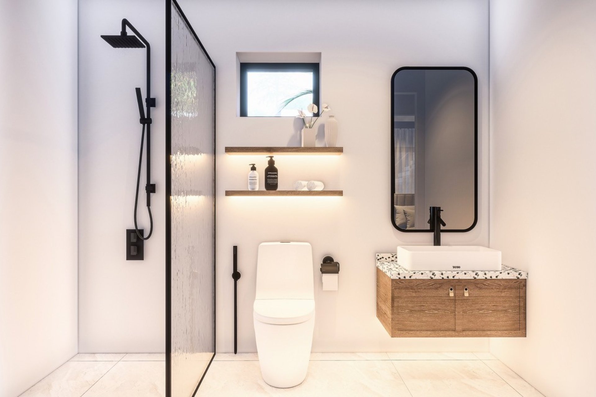 Baño – Villa con vistas al mar y a la montaña, piscina privada y aparcamiento doble en Pedreguer