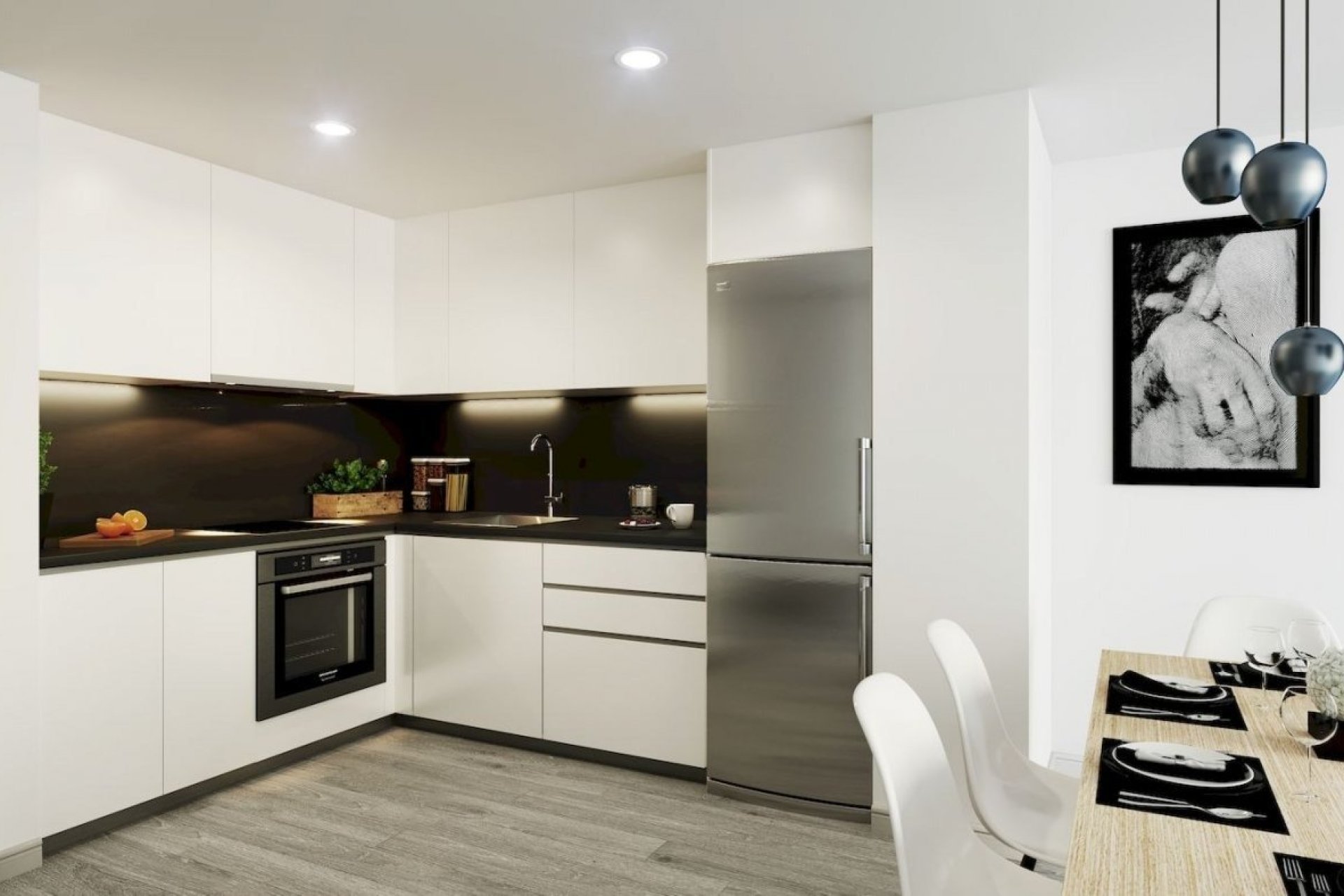 Cocina moderna abierta al salón