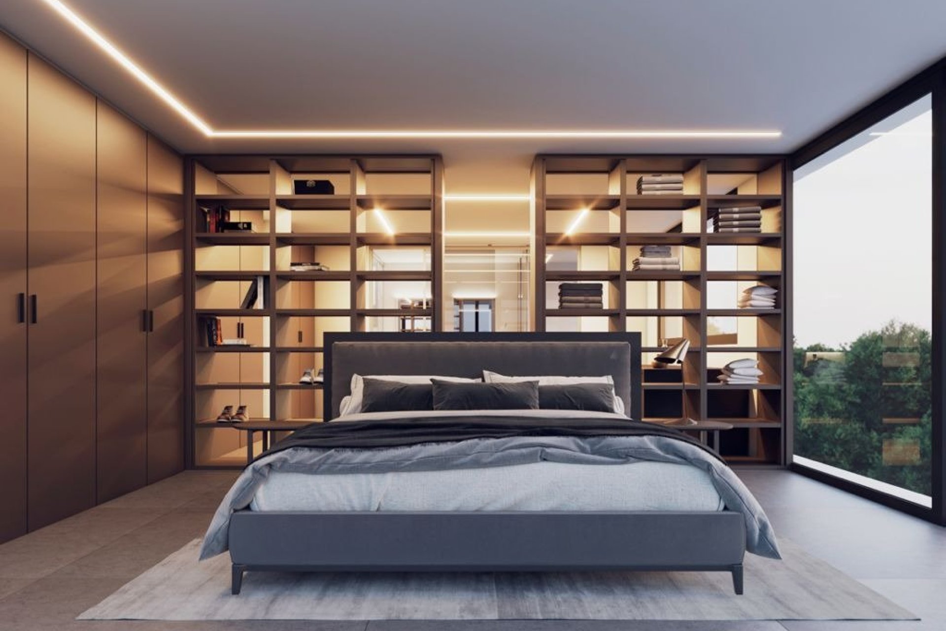 Dormitorio principal en suite con vestidor en villa de Altea