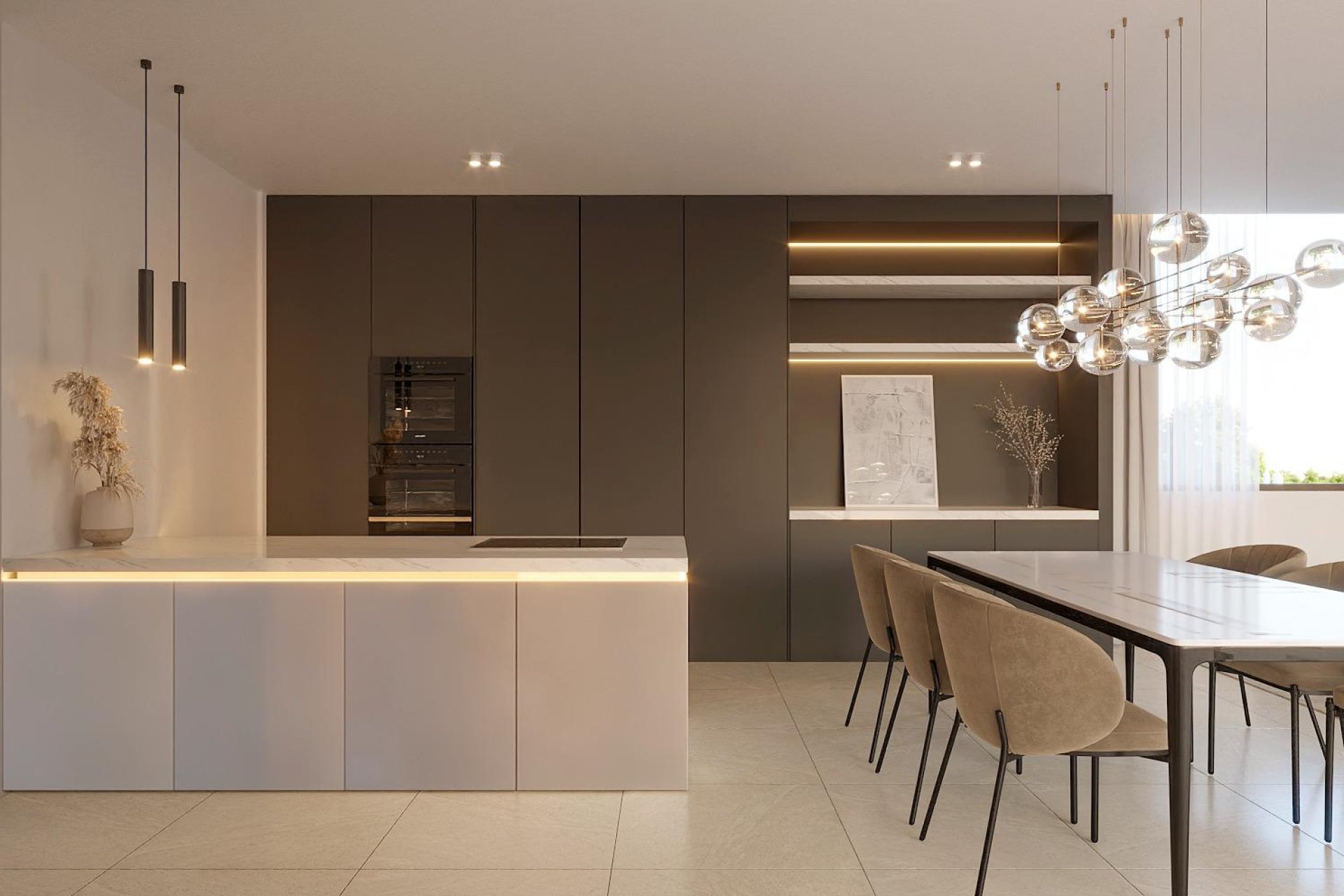 German kitchen with built-in appliances  