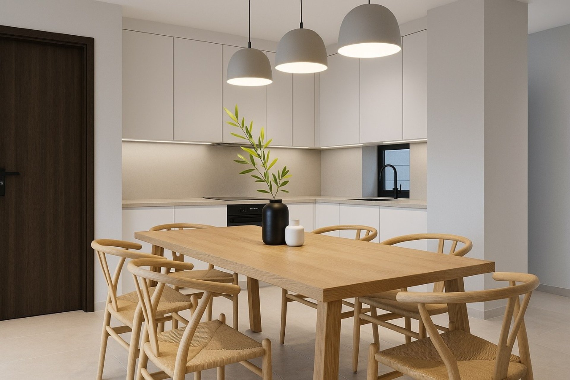 Kitchen with dining area – Villa with sea and mountain views, private pool and double parking in Pedreguer