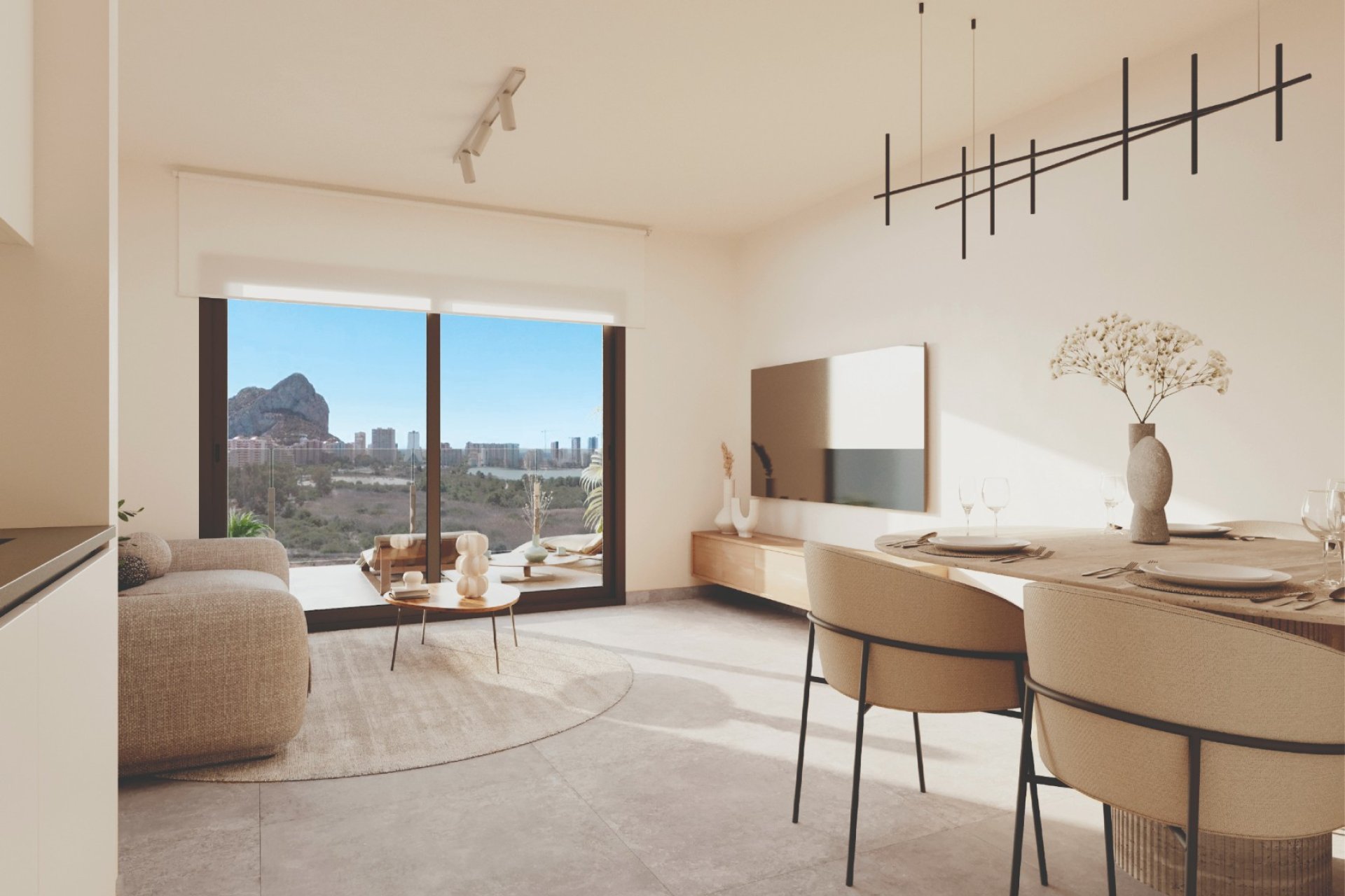 Living room – Modern 2-bedroom apartment with terrace near the sea in Calpe (Costa Blanca – Alicante)