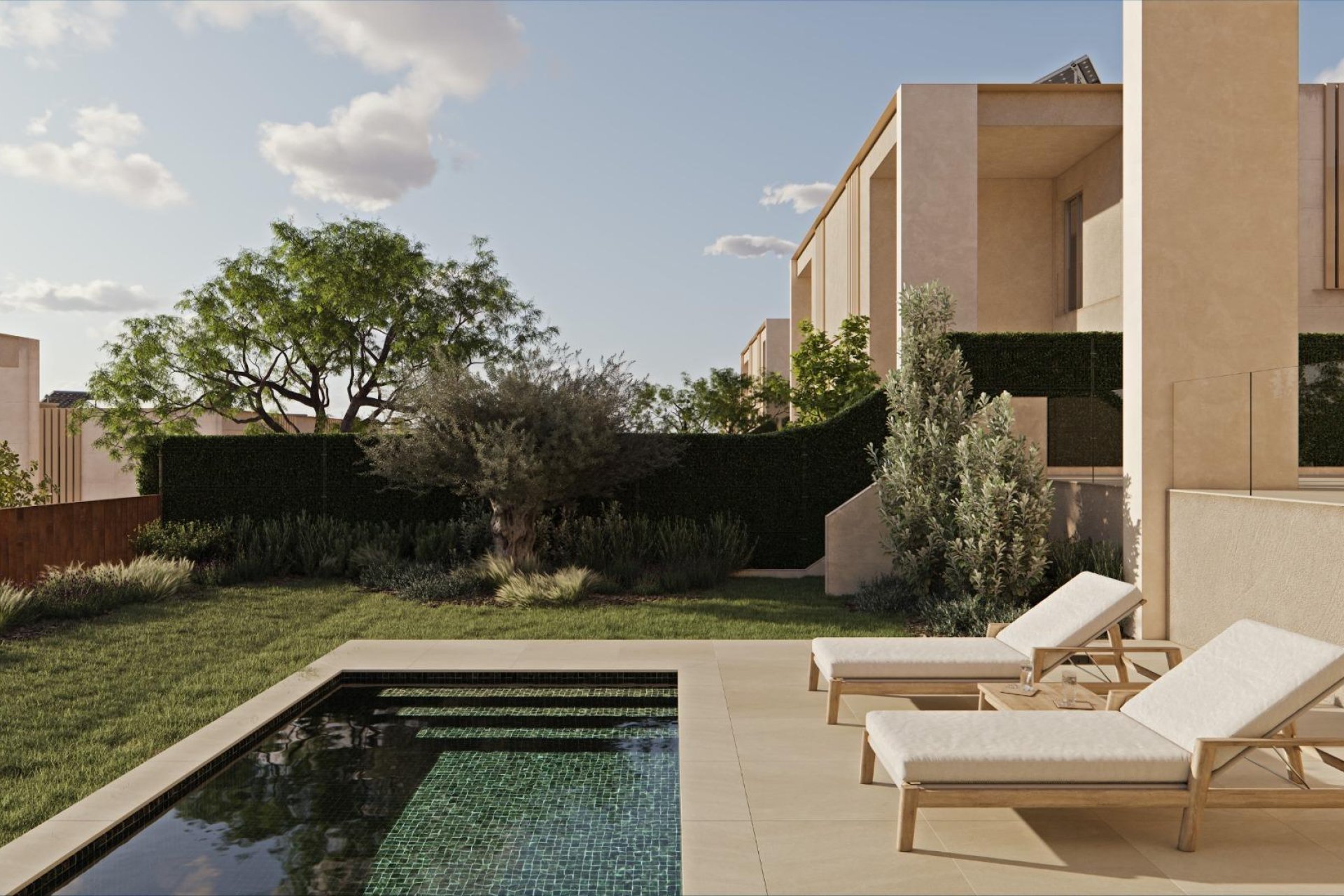 Modern facade with private terrace