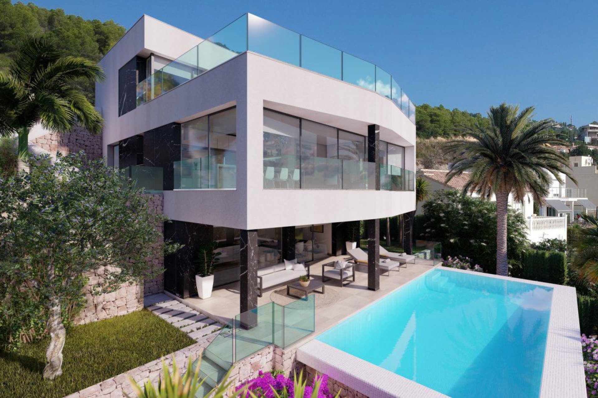 Modern villa in Calpe with white facade