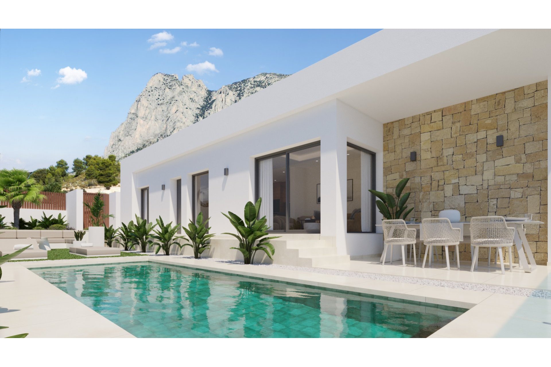 Piscina privada - Villa con vistas al mar, piscina privada y bodega en Finestrat (Costa Blanca - Alicante)