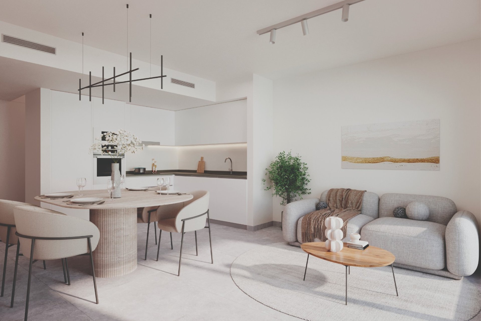 Salón – Apartamento moderno de 3 dormitorios con amplia terraza cerca del mar en Calpe (Costa Blanca – Alicante)