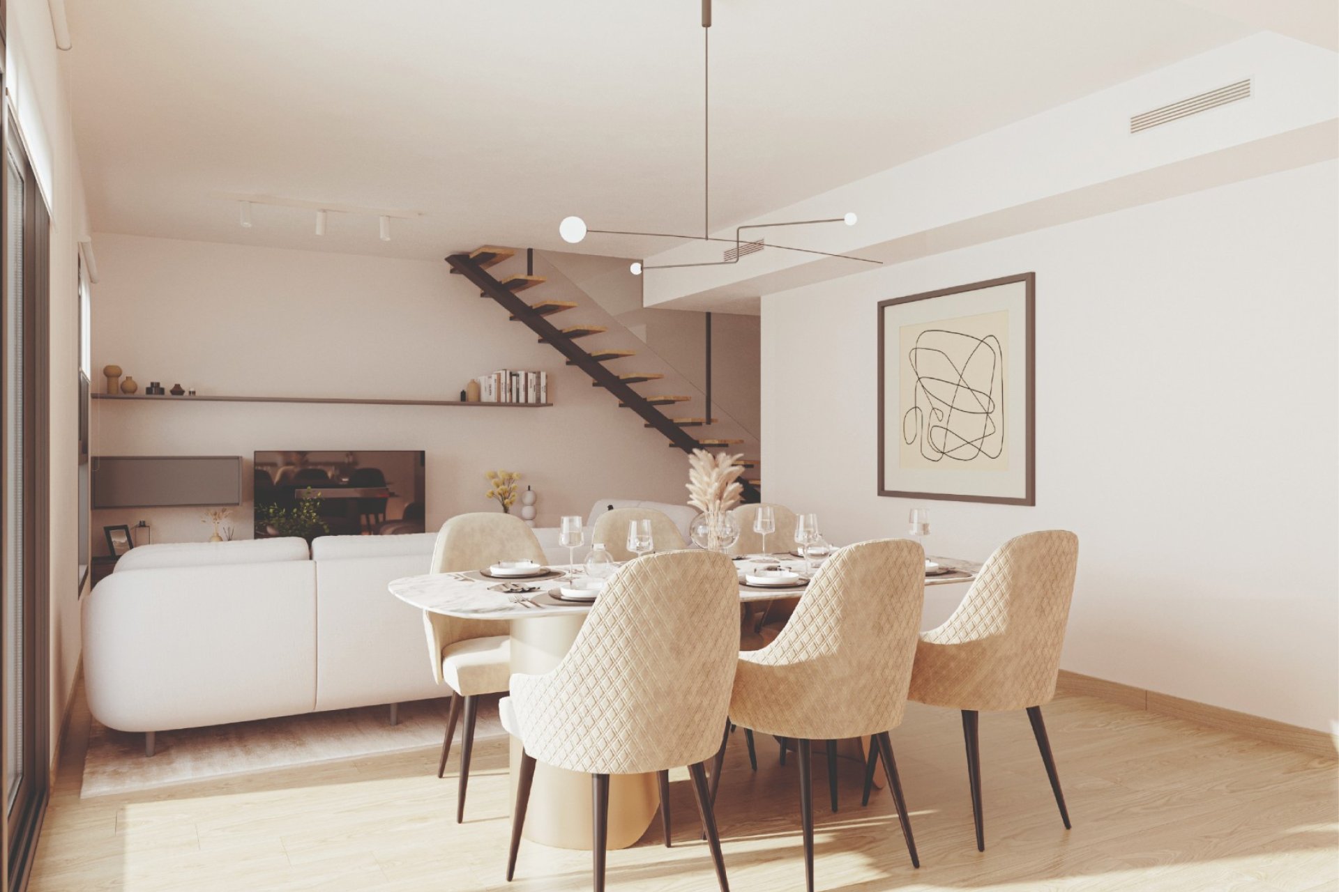 Salon – Luksusowy penthouse z prywatnym solarium blisko morza w Calpe (Costa Blanca – Alicante)