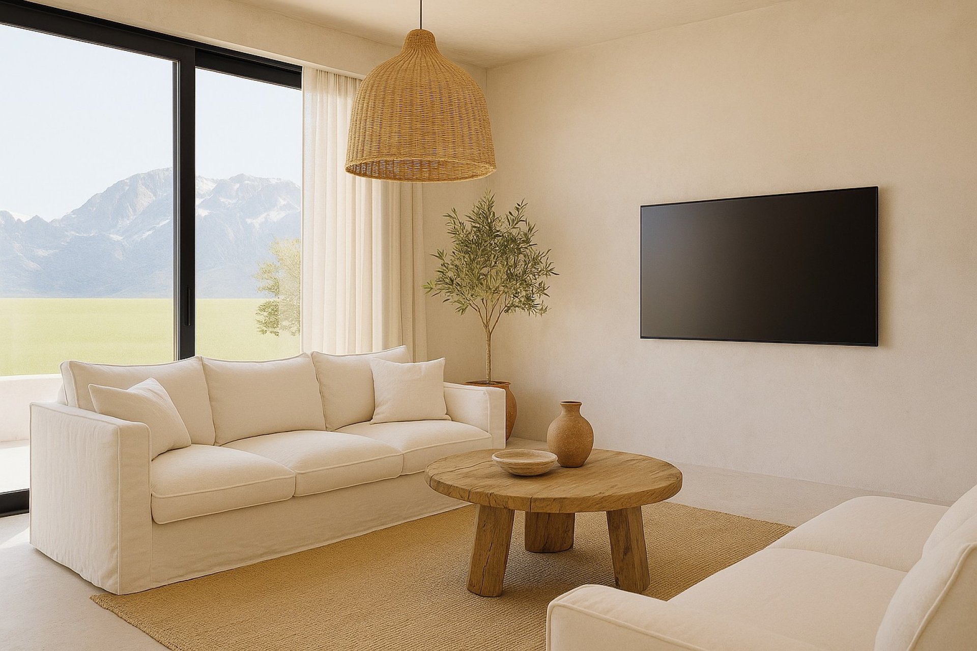 Salón – Villa contemporánea con vistas panorámicas, piscina privada y amplia parcela en Monte Solana, Pedreguer (Costa Blanca – Alicante)