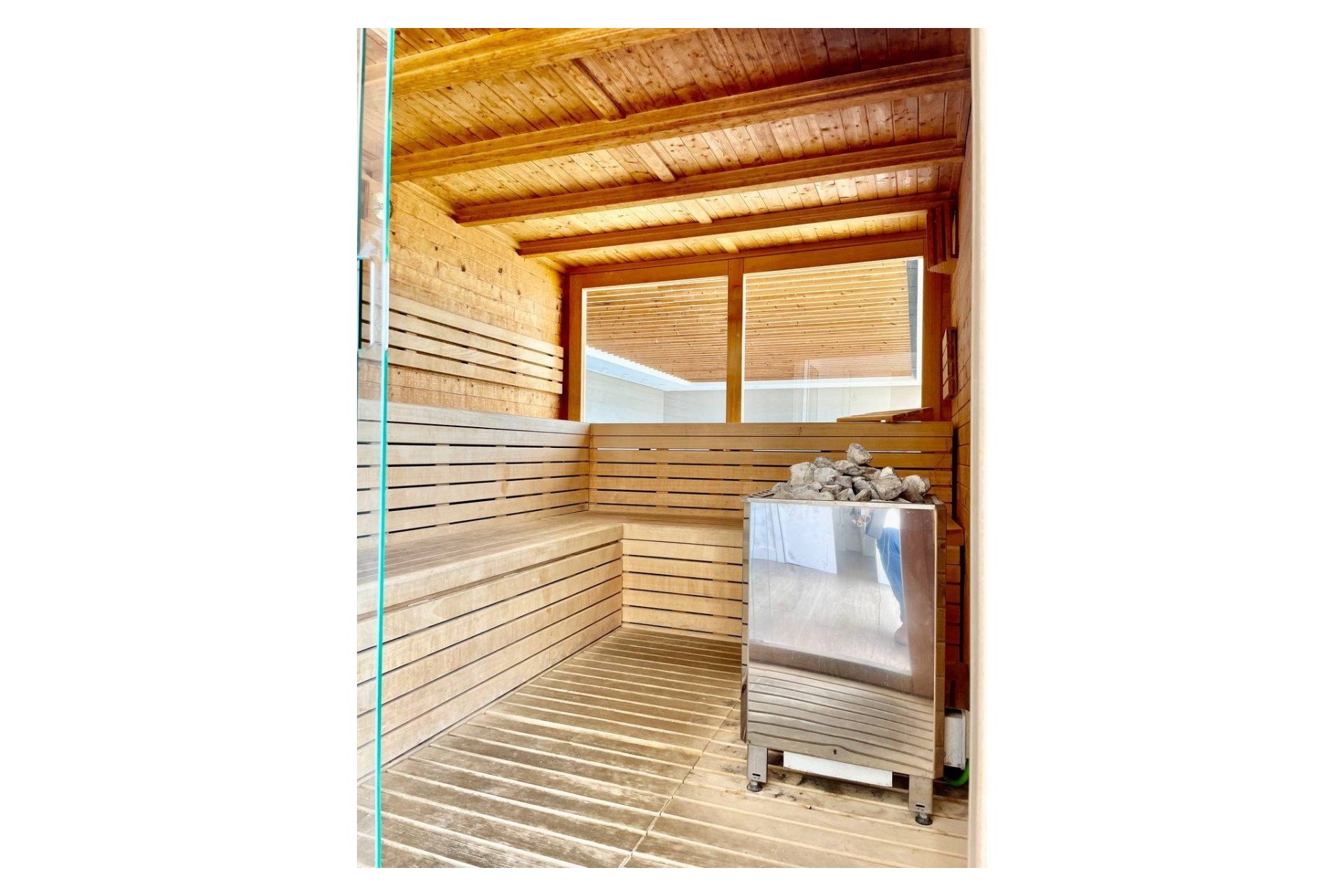 Sauna - Ekskluzywny nowoczesny apartament dwupoziomowy z prywatnym solarium i widokiem na morze w Camporrosso Village, Finestrat (Costa Blanca – Alicante)