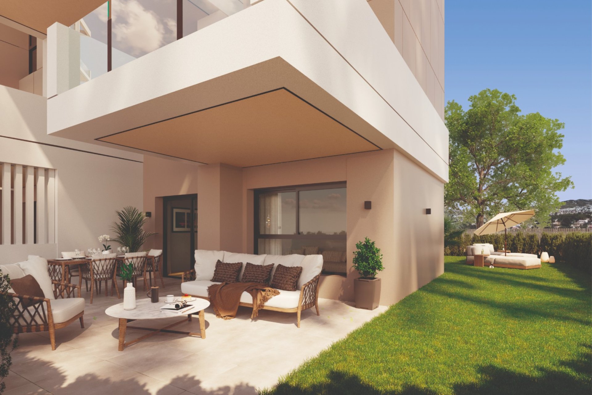 Terraza – Apartamento moderno de 3 dormitorios con amplia terraza cerca del mar en Calpe (Costa Blanca – Alicante)
