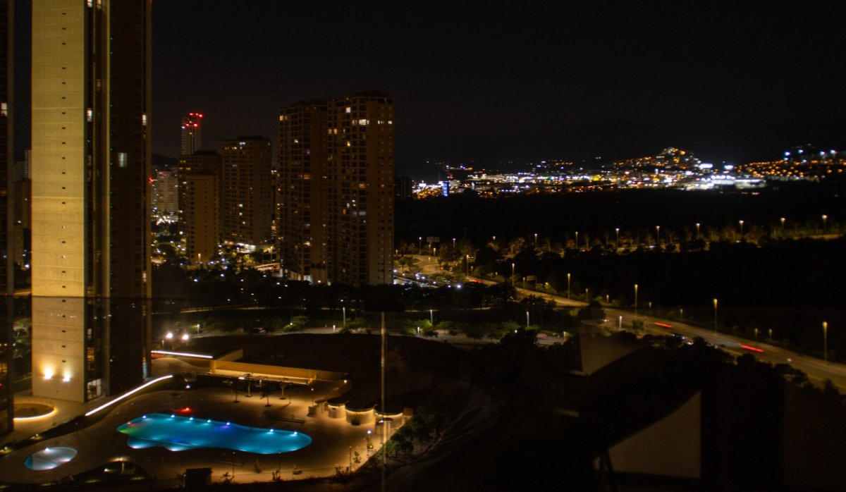 View at night - Luxury apartment for sale in new building Sakura, Benidorm - Poniente Beach (Costa Blanca, Alicante)