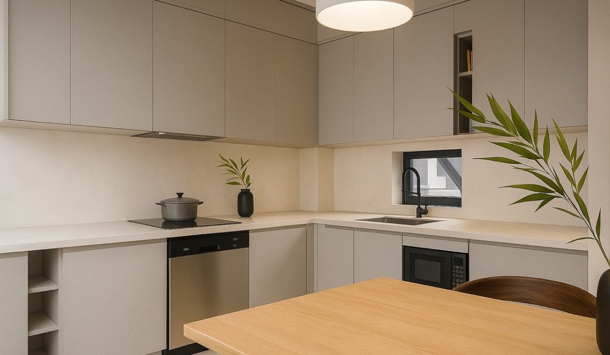 Cocina – Villa con vistas al mar y a la montaña, piscina privada y aparcamiento doble en Pedreguer