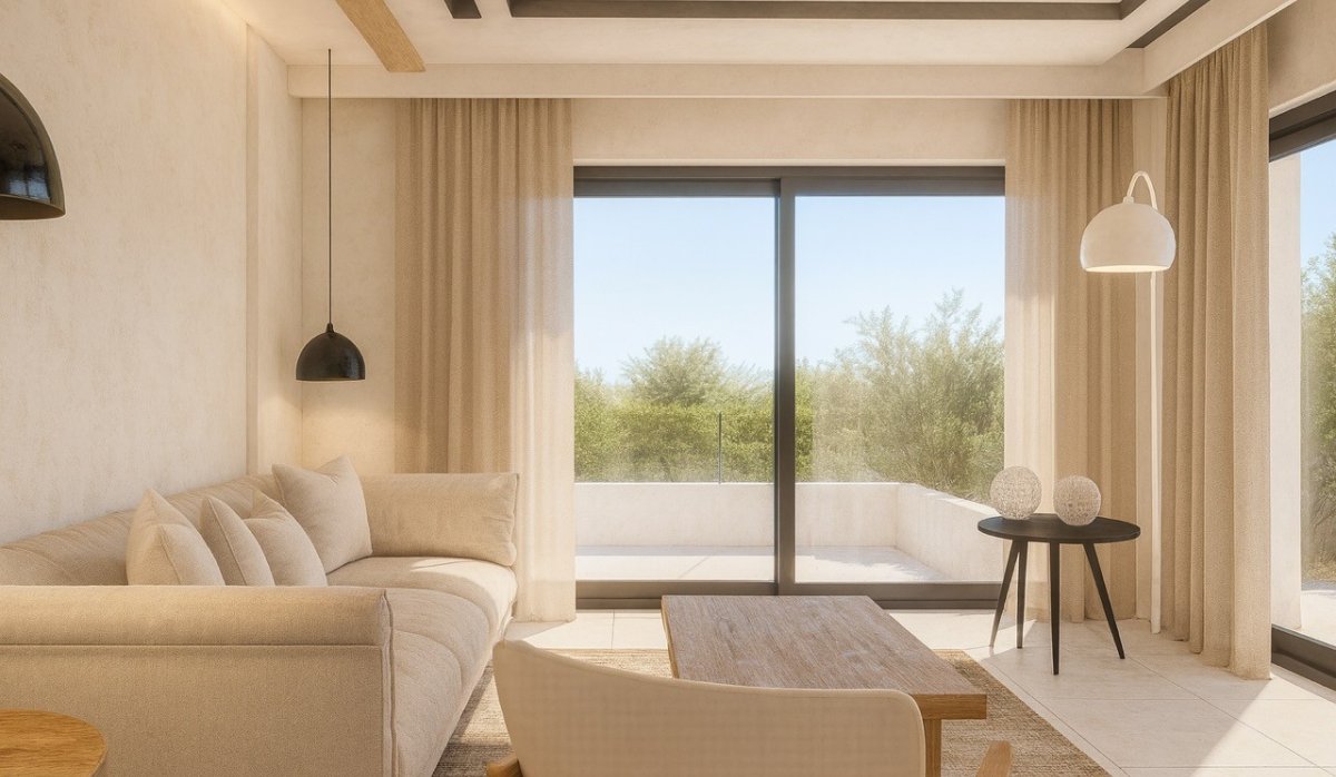 Salón – Villa con vistas al mar y a la montaña, piscina privada y aparcamiento doble en Pedreguer