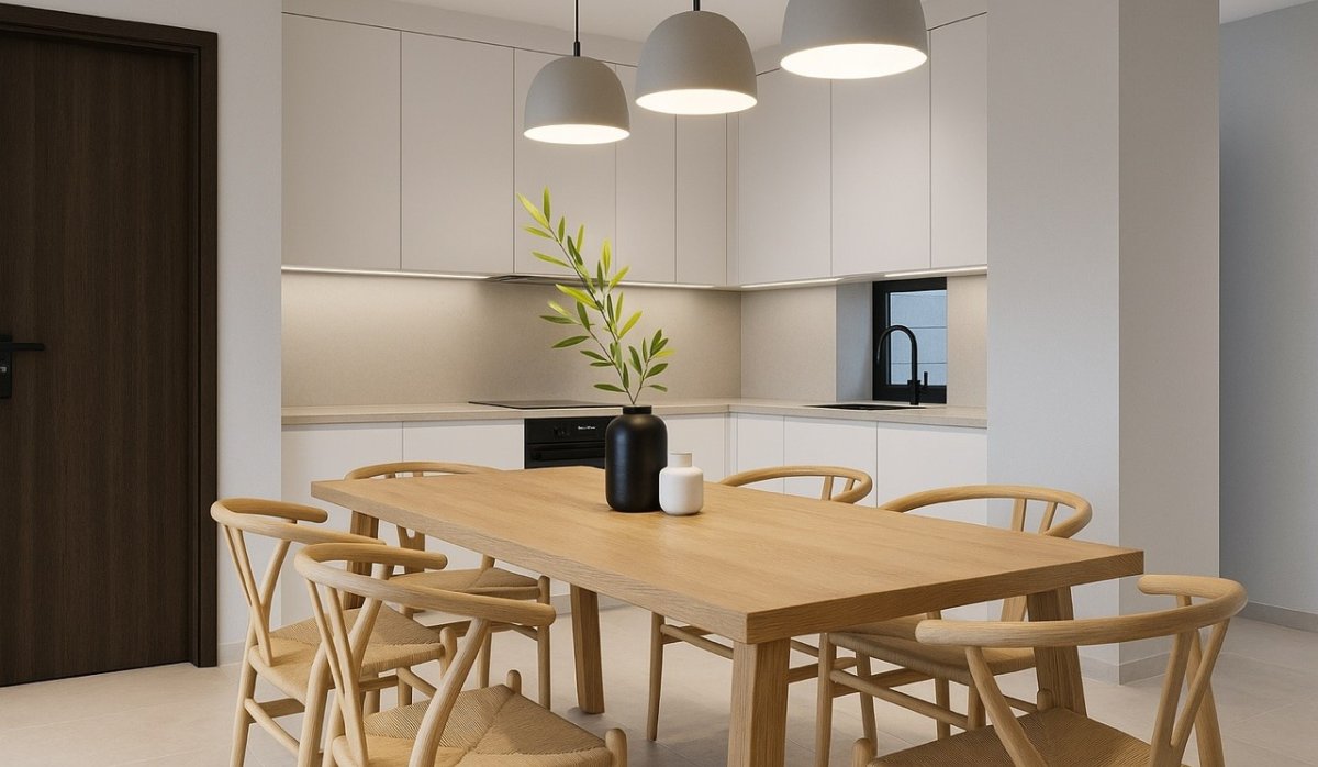 Cocina con comedor – Villa con vistas al mar y a la montaña, piscina privada y aparcamiento doble en Pedreguer