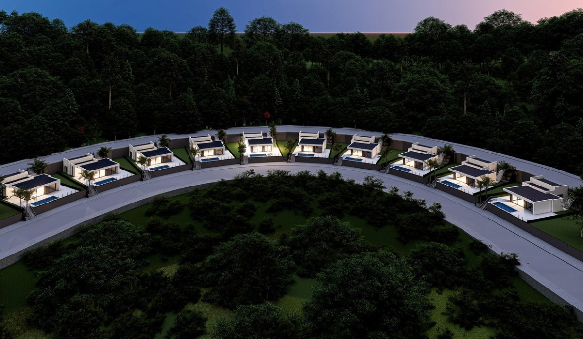 Urbanización – Villa con vistas al mar y a la montaña, piscina privada y aparcamiento doble en Pedreguer