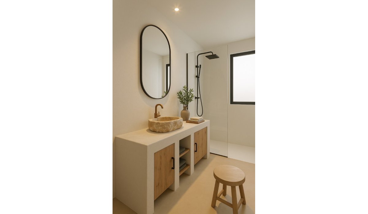 Baño – Villa moderna con vistas panorámicas a la montaña, piscina privada y garaje en Monte Solana, Pedreguer (Costa Blanca – Alicante)