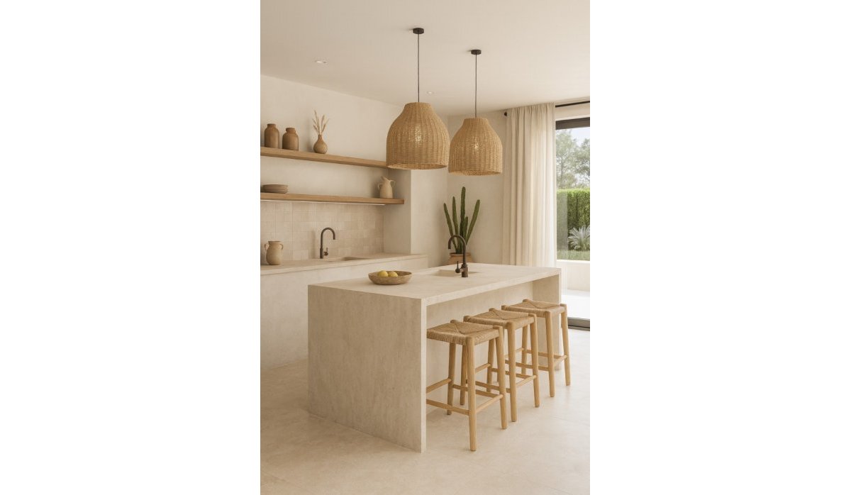 Cocina – Elegante villa con vistas panorámicas a la montaña, piscina privada y amplia parcela en Monte Solana, Pedreguer (Costa Blanca – Alicante)