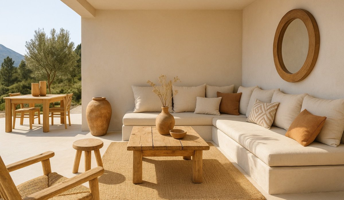 Terraza – Elegante villa con vistas panorámicas a la montaña, piscina privada y amplia parcela en Monte Solana, Pedreguer (Costa Blanca – Alicante)