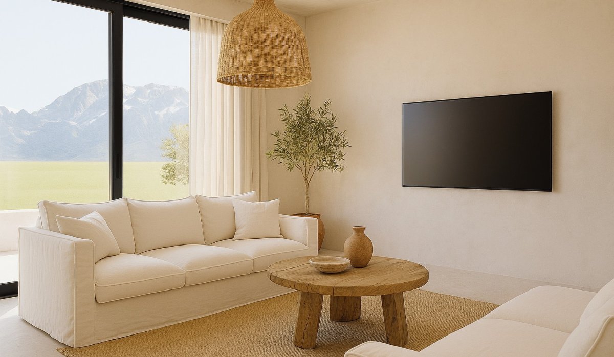 Salón – Villa contemporánea con vistas panorámicas, piscina privada y amplia parcela en Monte Solana, Pedreguer (Costa Blanca – Alicante)