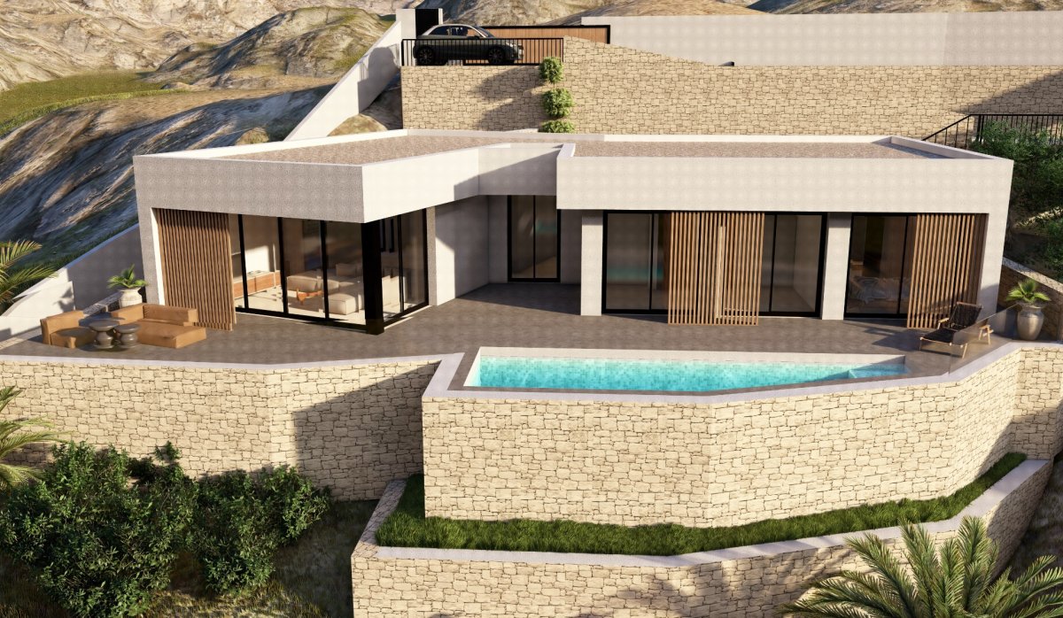 Piscina – Villa contemporánea con vistas panorámicas, piscina privada y amplia parcela en Monte Solana, Pedreguer (Costa Blanca – Alicante)