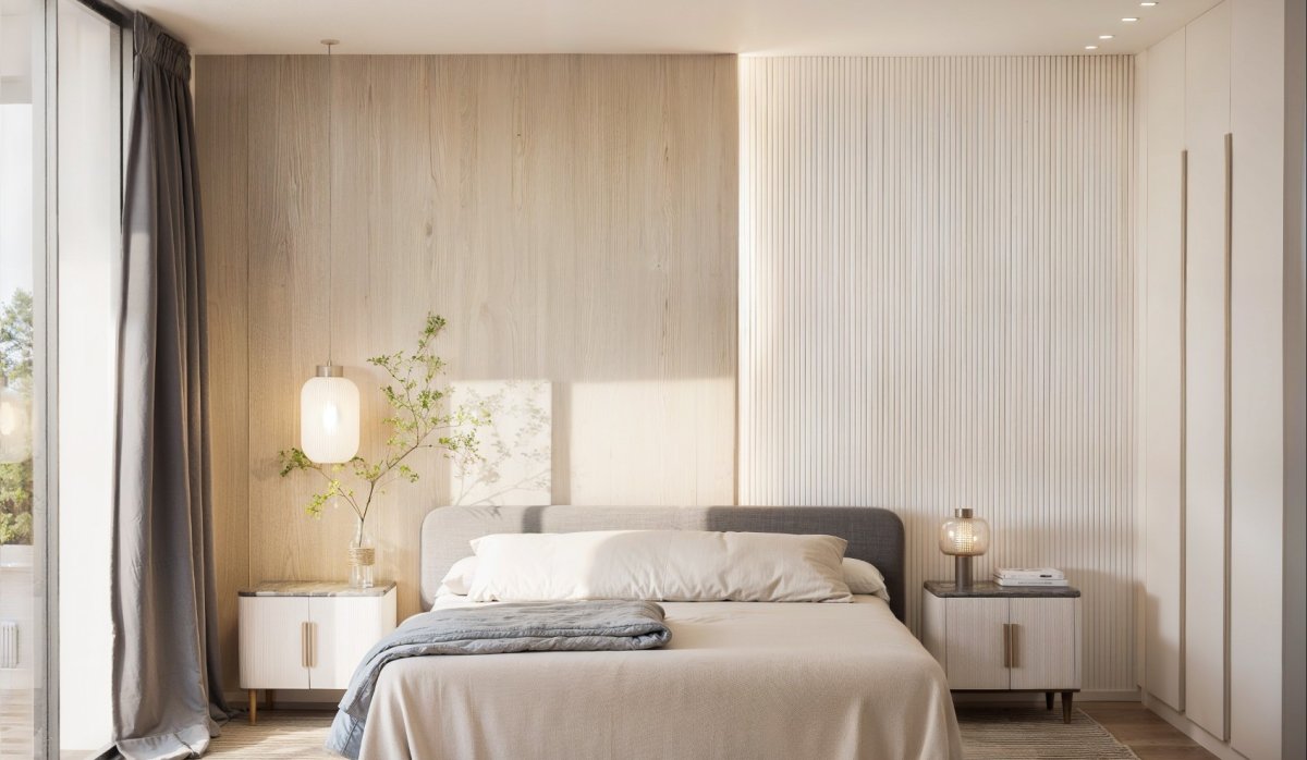 Miegamasis – Modernūs apartamentai su terasa ir atvirais vaizdais La Nucía (Costa Blanca – Alikantė)