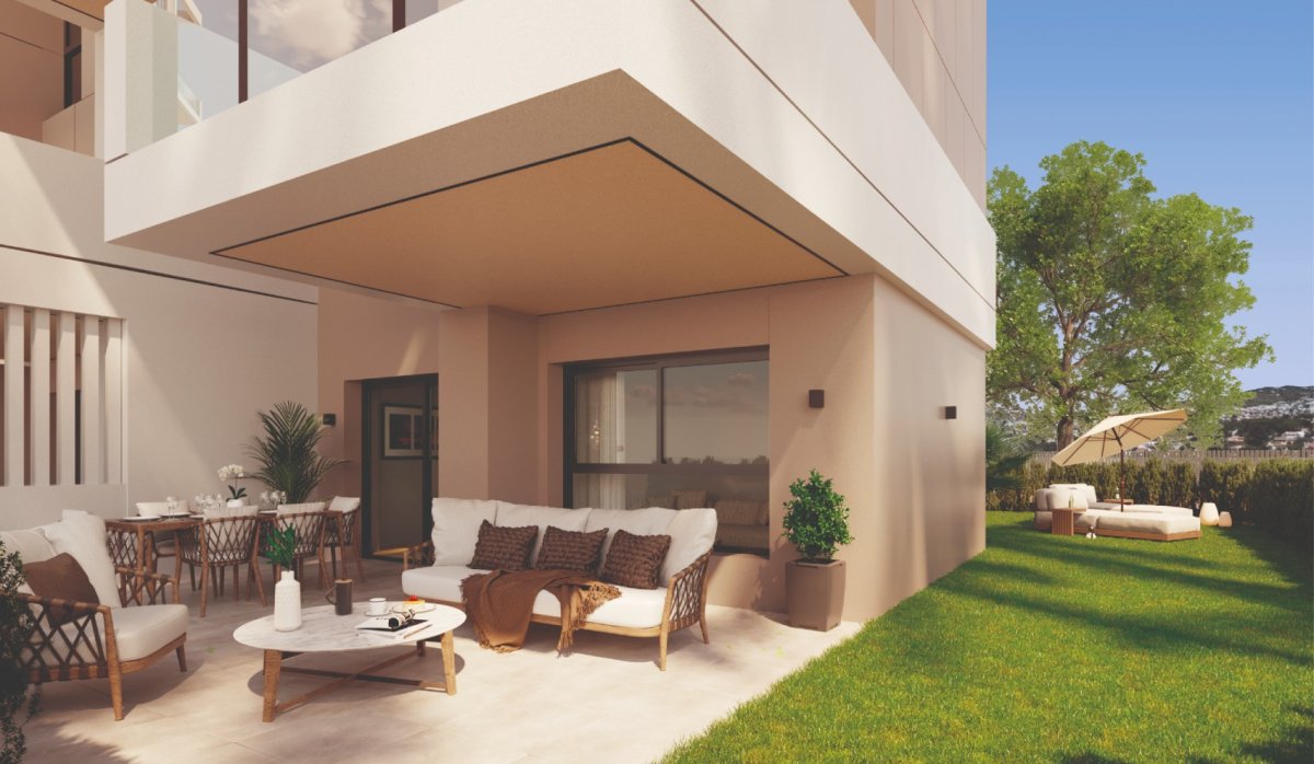 Terraza – Apartamento moderno de 3 dormitorios con amplia terraza cerca del mar en Calpe (Costa Blanca – Alicante)